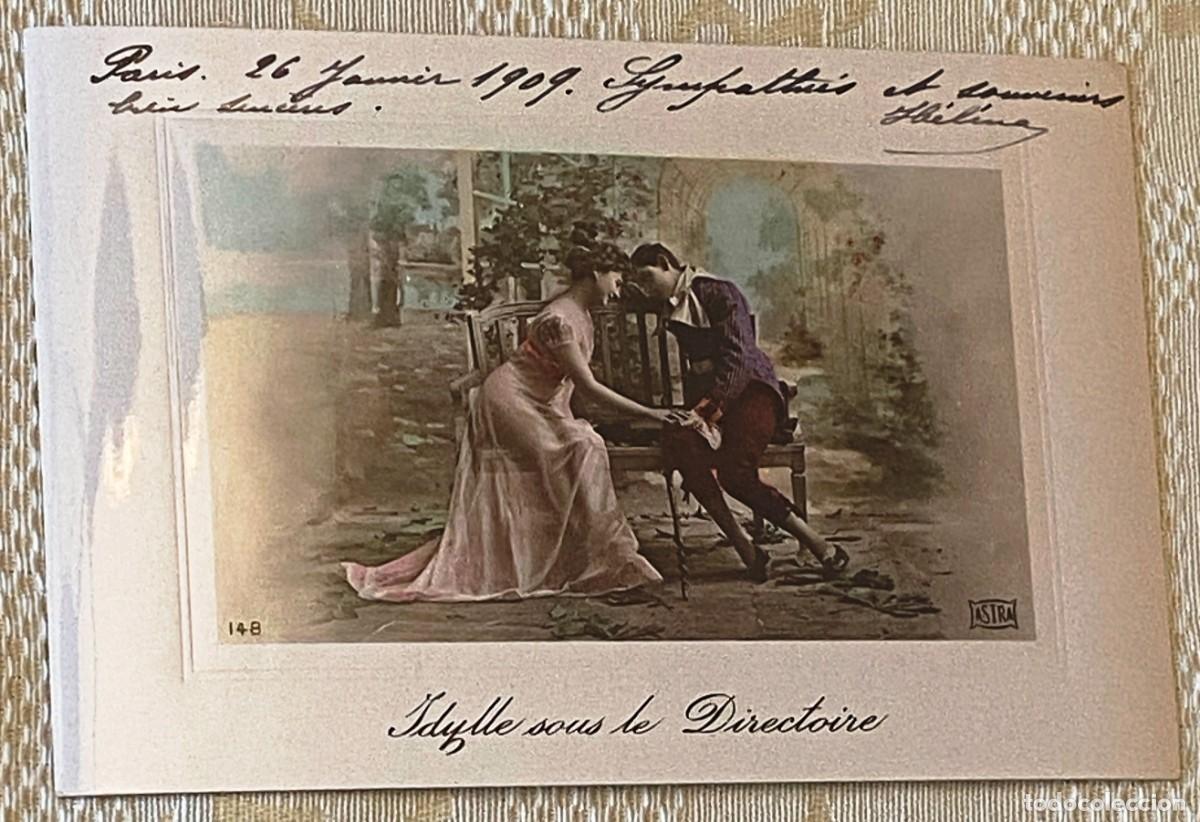 Postales: IDYLLE SOUS LE DIRECTOIRE, SERIE DE 3 FOTO POSTALES COLOREADAS, DE ASTRA, 1909 MUY BONITAS.TODAS ESC