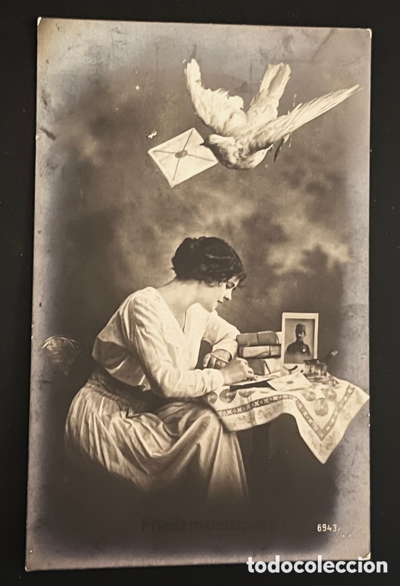 Postais: POSTAL ALEMANA: CHICA, PALOMA Y CARTA. CIRCULADA EN 1920