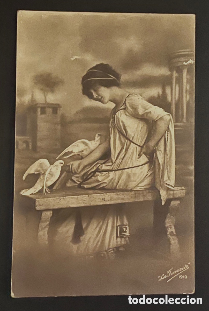 Postais: POSTAL: CHICA CON PALOMAS. CIRCULADA EN 1917