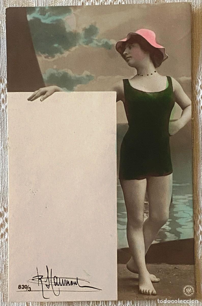 Postkarten: FOTO POSTAL DE MUJER EN TRAJE DE BA&Ntilde;O, ED. NPG, CIRCULADA.