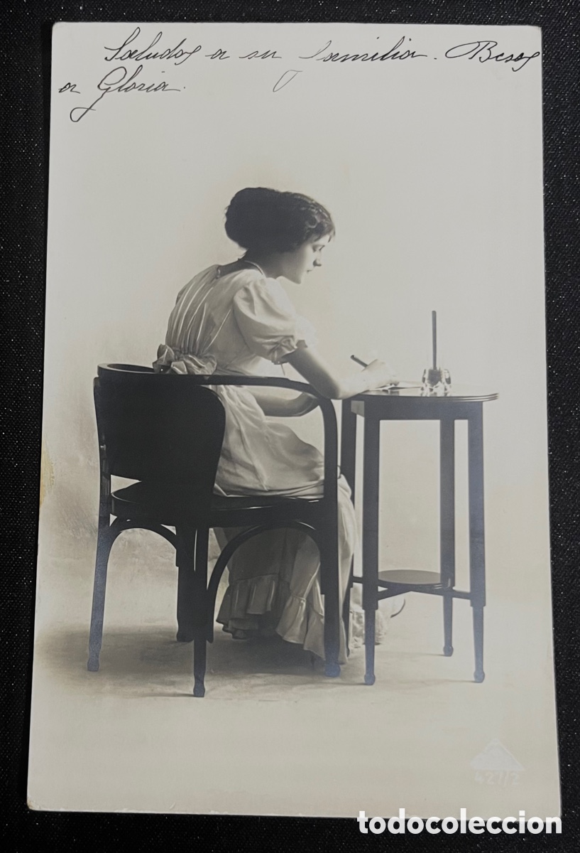 Cartoline: POSTAL: CHICA ESCRIBIENDO UNA CARTA. CIRCULADA EN 1914