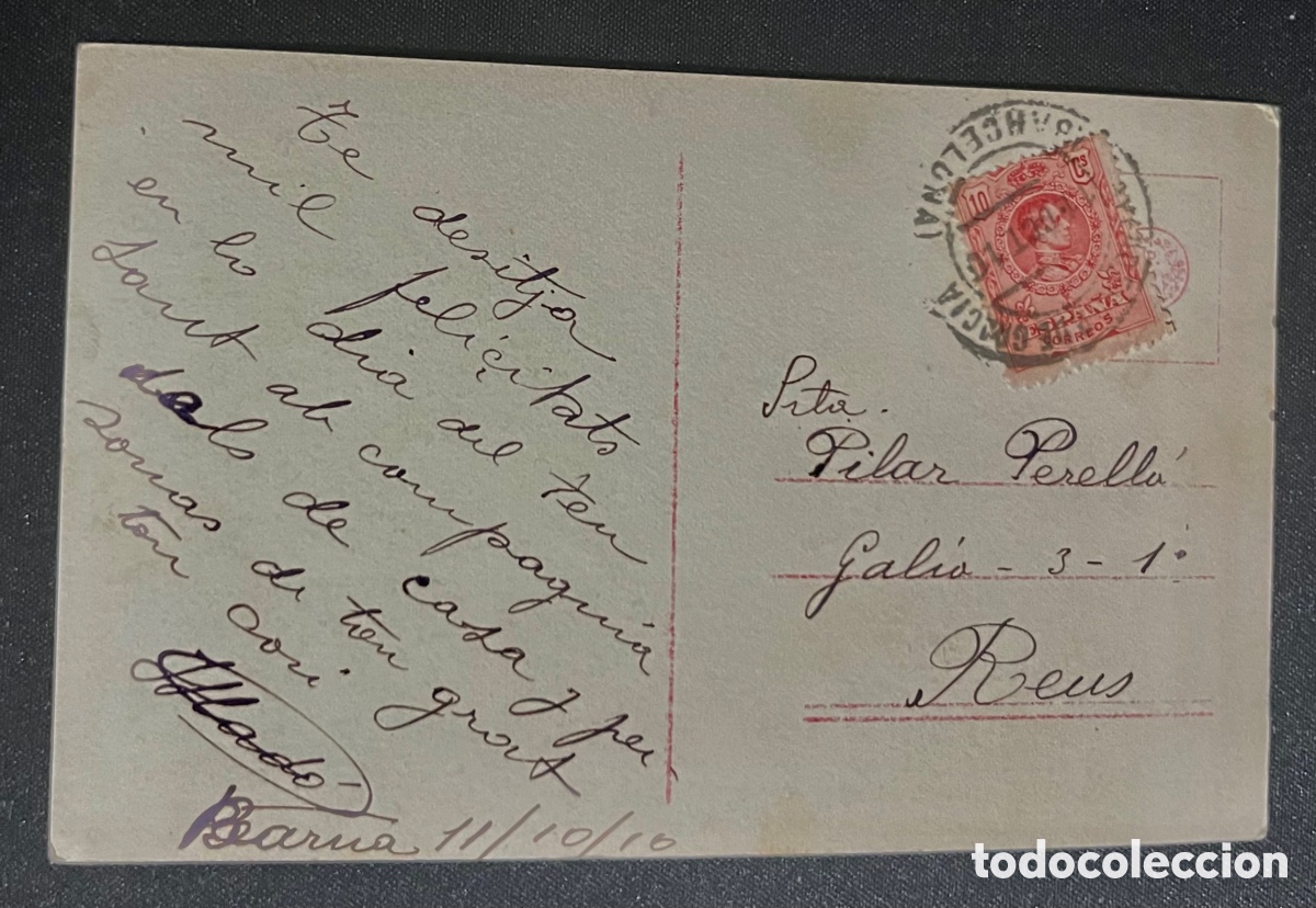 Postales: POSTAL: CHICA CON PALOMAS - CIRCULADA EN 1910 - Foto 2