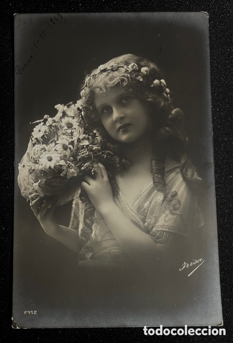 Cartoline: POSTAL: CHICA CON RAMO DE FLORES - CIRCULADA EN 1913