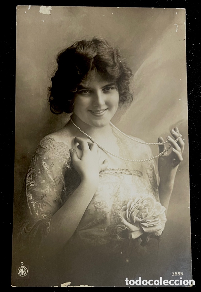 Postais: POSTAL: CHICA CON COLLAR DE PERLAS - CIRCULADA EN 1914