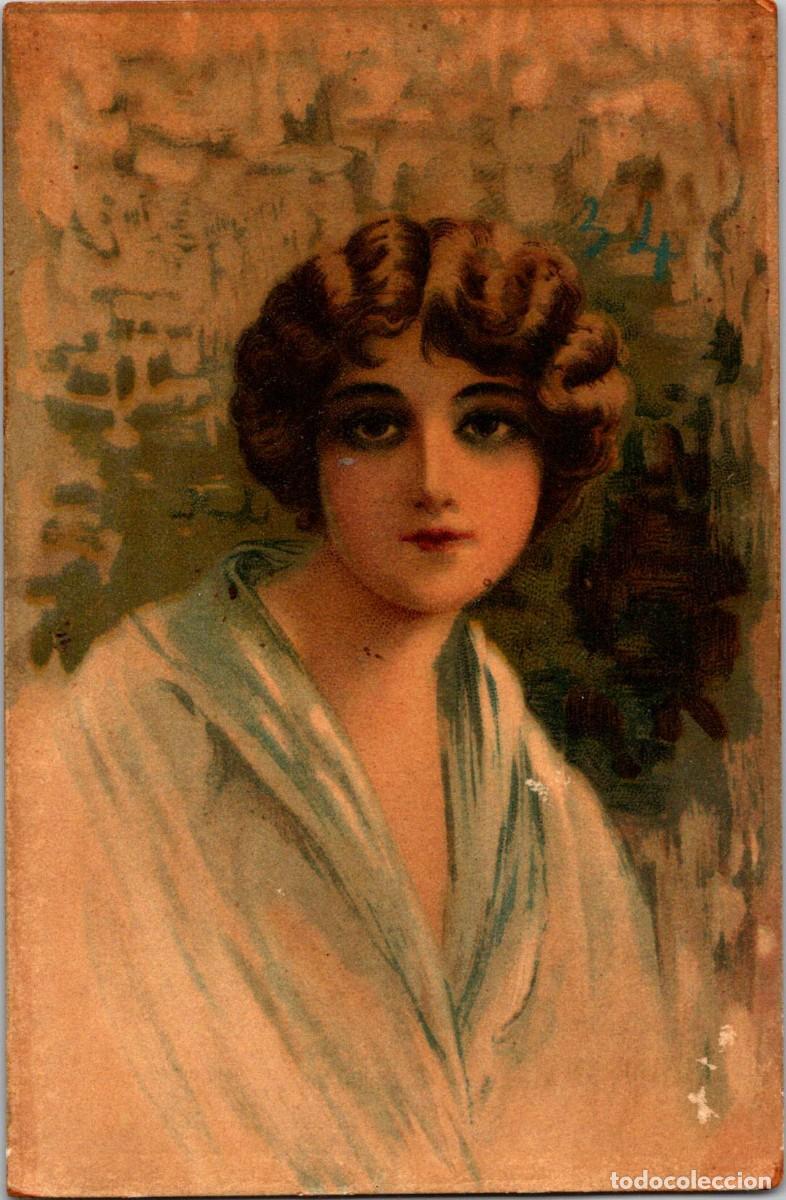 Cartoline: Muchacha - Serie Art&iacute;stica Velluto - Ed. A. Traldi n&ordm; 130/7 - 139x91mm
