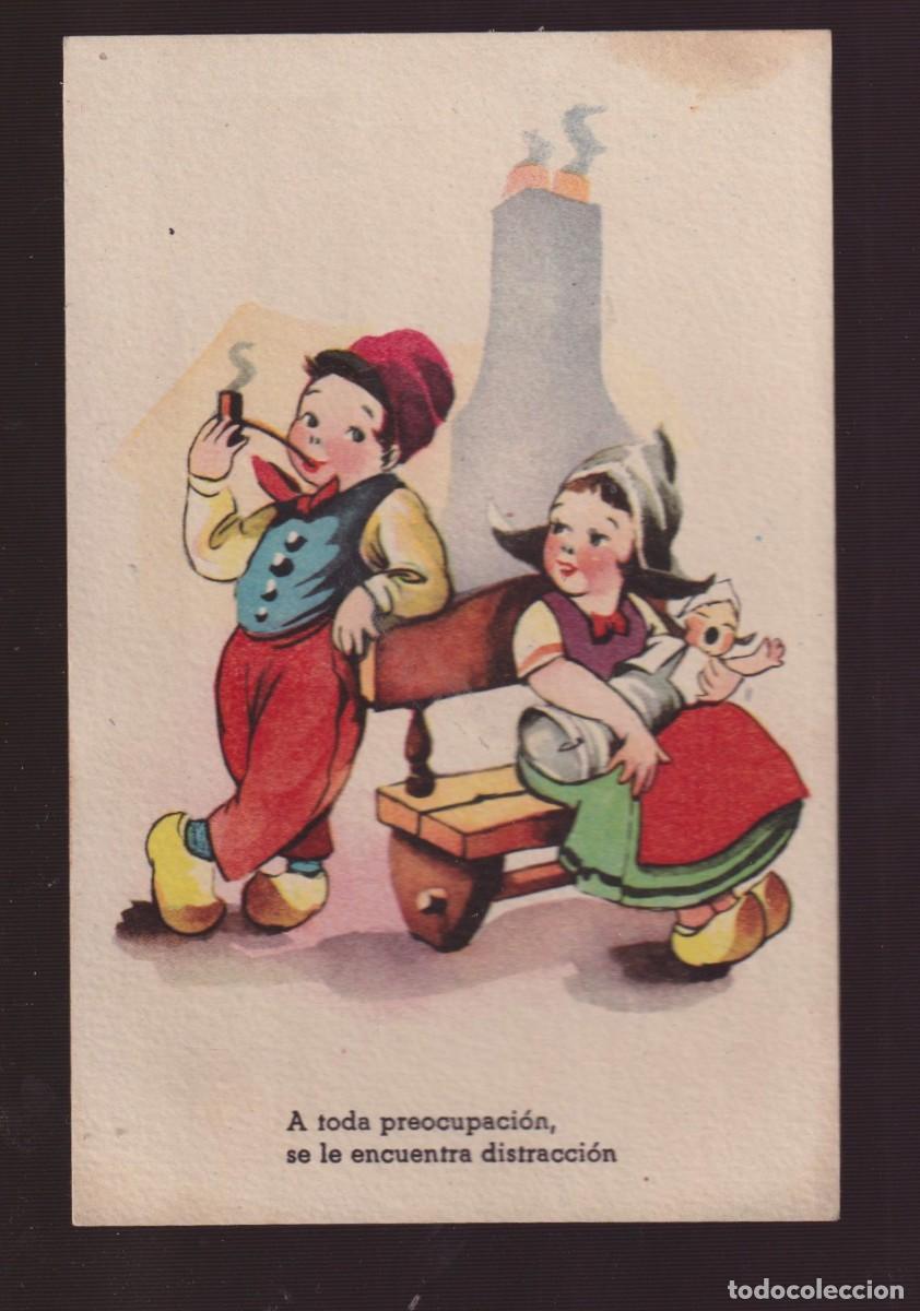 Postkarten: POSTAL DE DIBUJOS PAREJA PAIS BAJOS ESCRITA A&Ntilde;O 1943 CASA D M B