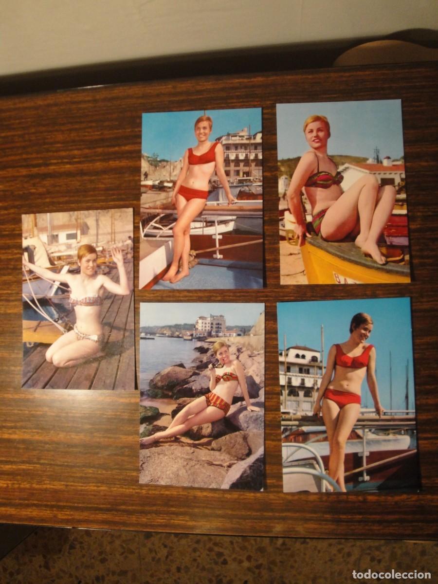 Postais: 5 Postales de Chica en Bikini. A&ntilde;os 60. Nuevas, sin circular. Ediciones Raker.