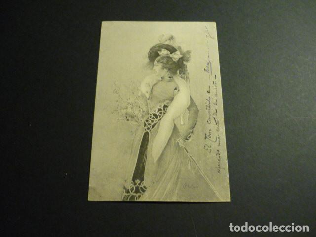 MUJER ELEGANTE BOTTARO ILUSTRADOR POSTAL