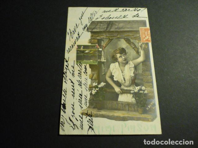 Postales: MUJER EN VENTANA POSTAL - Foto 1