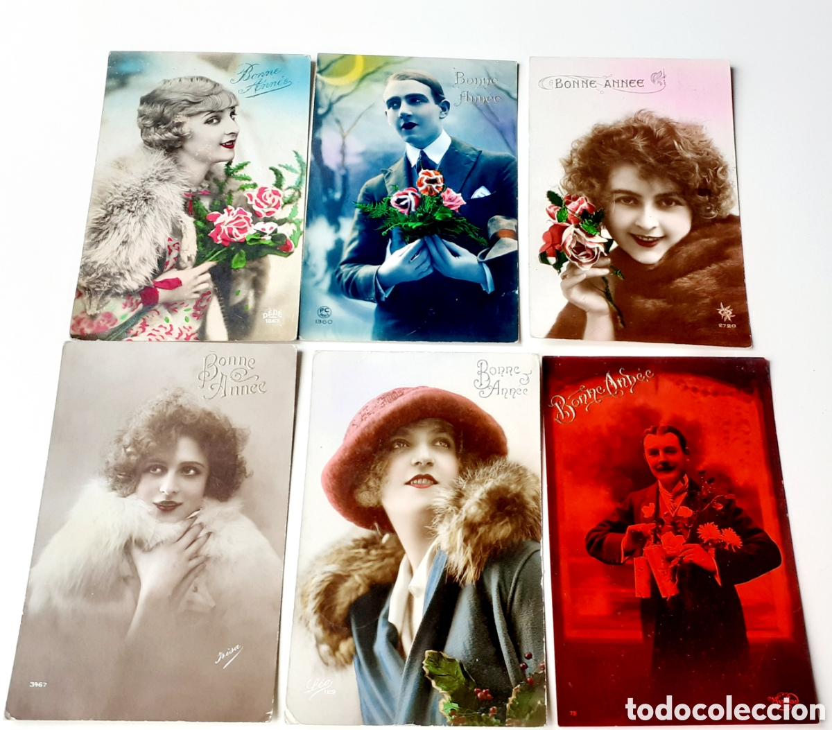 Postais: 6 postales Bonne Ann&eacute;e - 1921/1922