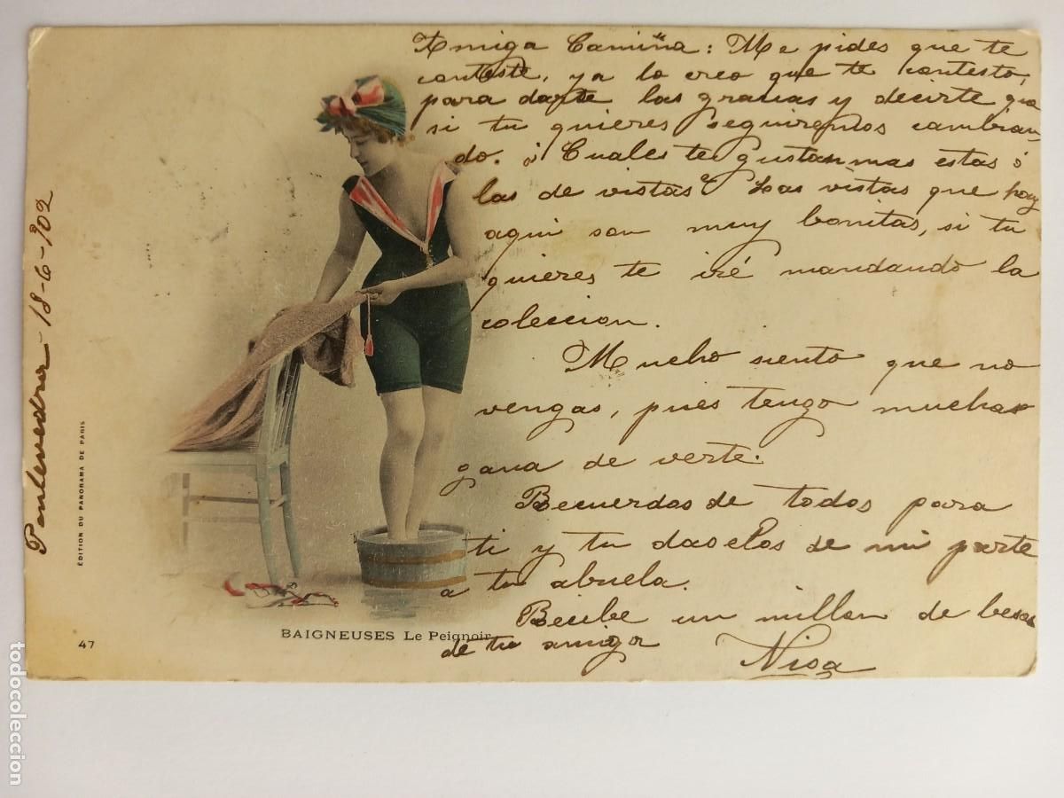 Postales: EL BA&Ntilde;O. Postal circulada Pontevedra 1902.