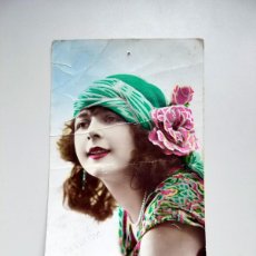 Postales: ROSTRO BELLO FEMENINO COLOREADO A MANO, TÉCNICAS DE 1926.