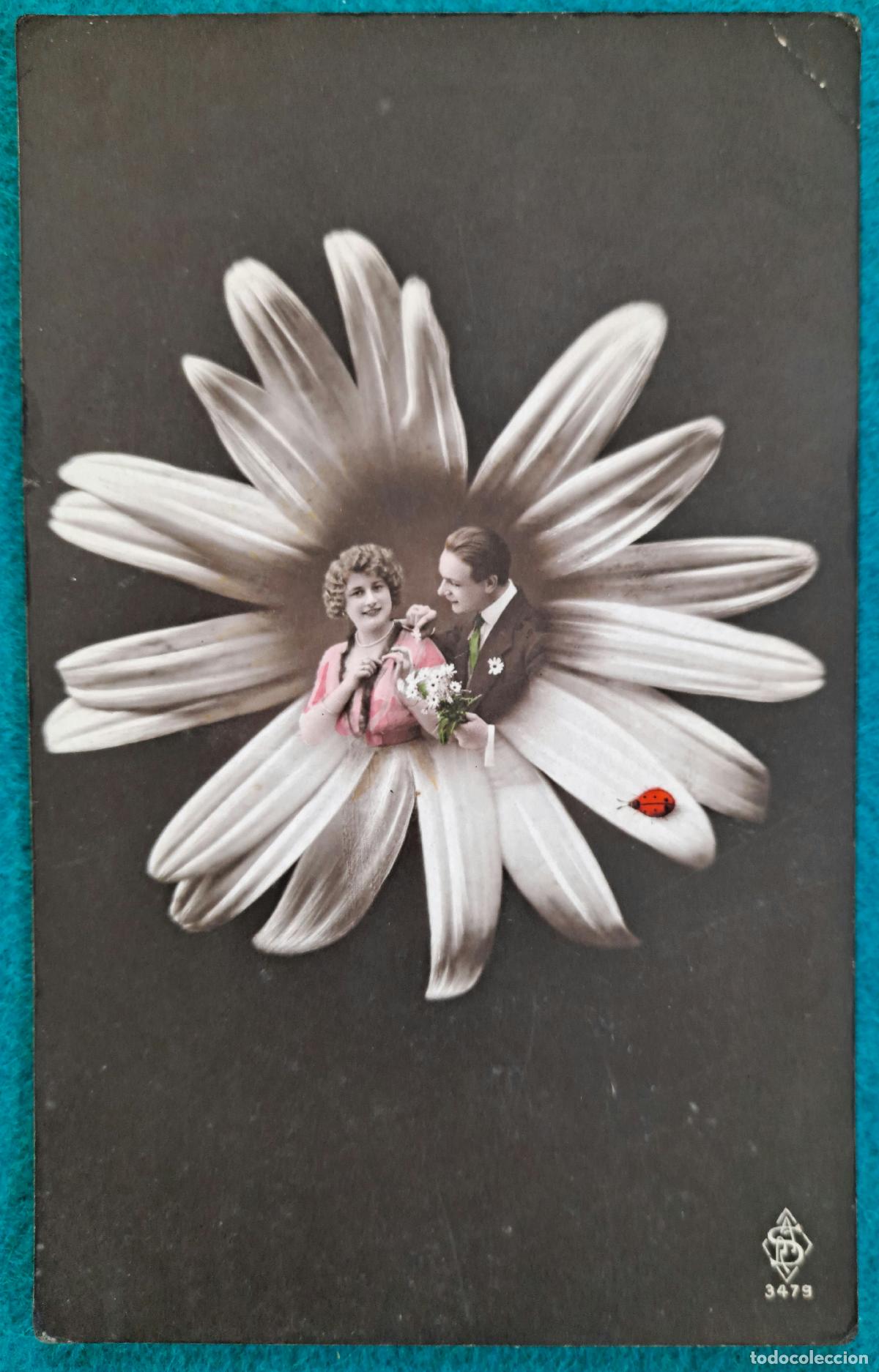 Postais: RW POSTAL ROMANTICA PAREJA FLOR PR48