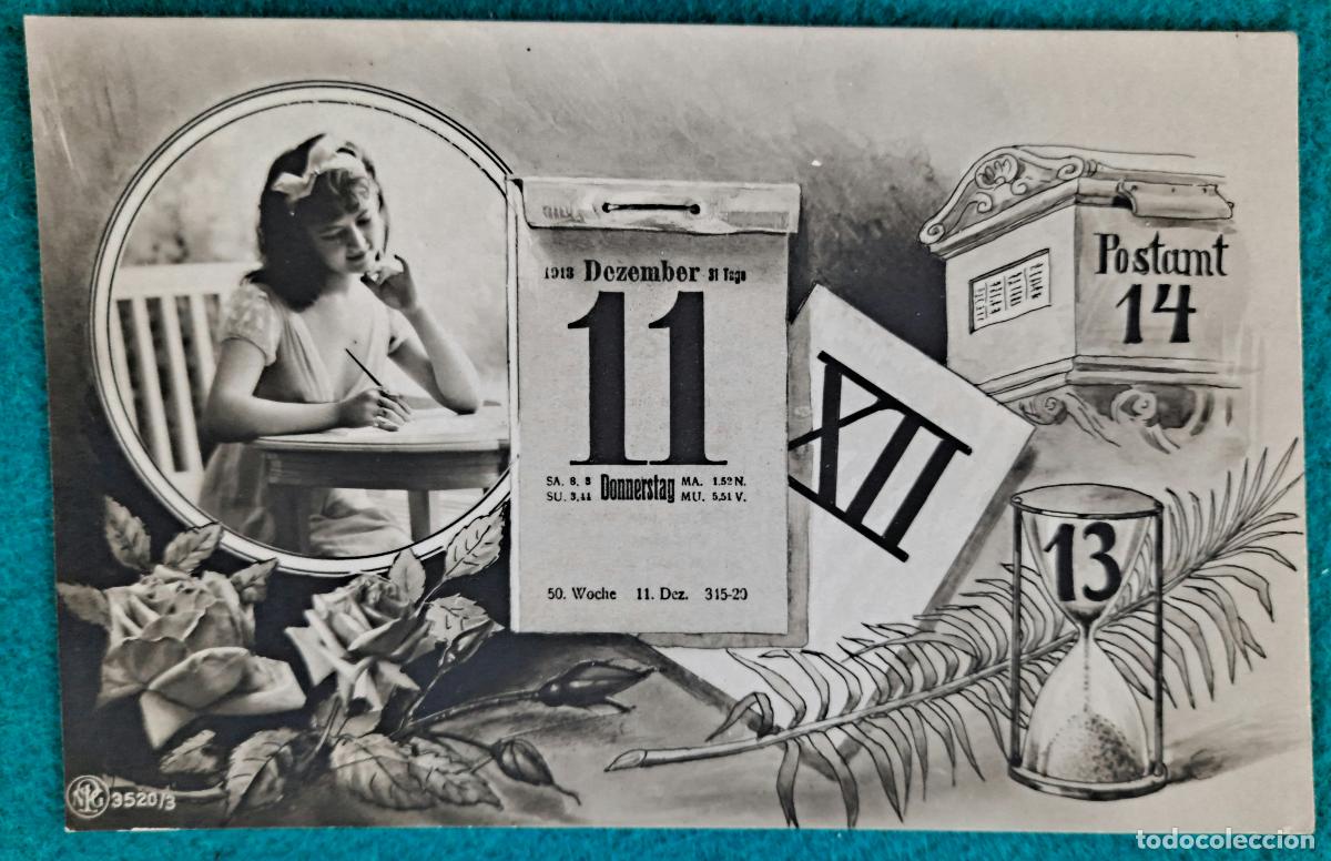 Postais: RW POSTAL ROMANTICA MUJER FLORES CALENDARIO CORREOS PR66