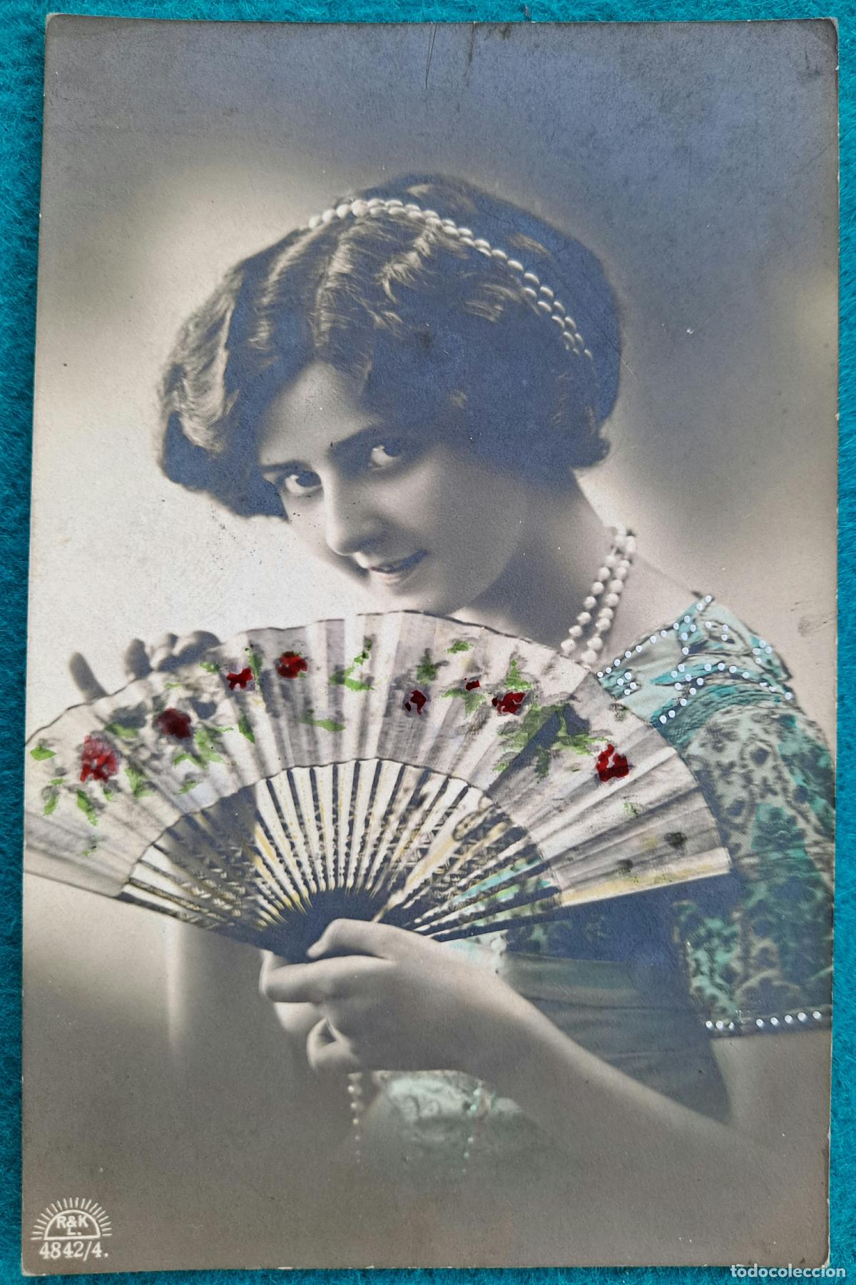 Postais: RW POSTAL ROMANTICA MUJER ABANICO PR72