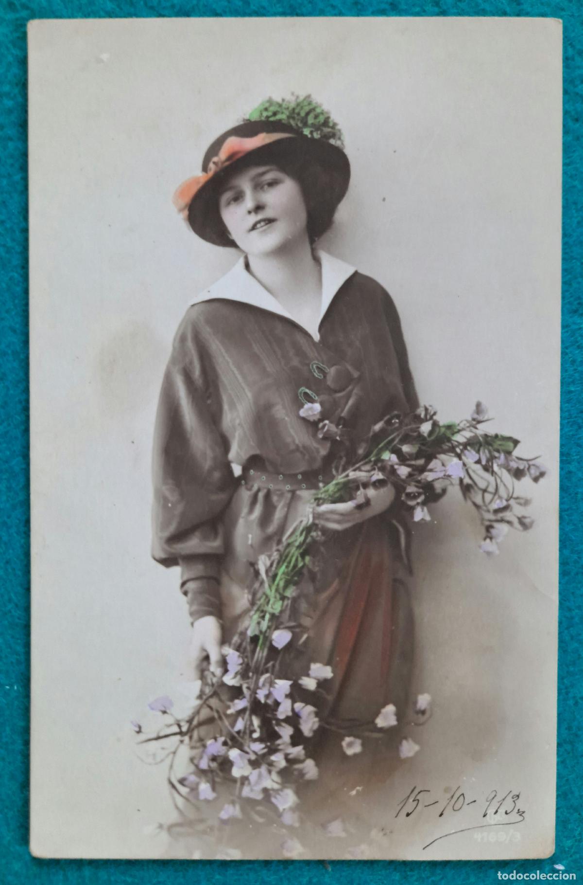 Cartoline: RW POSTAL ROMANTICA MUJER FLORES PR89