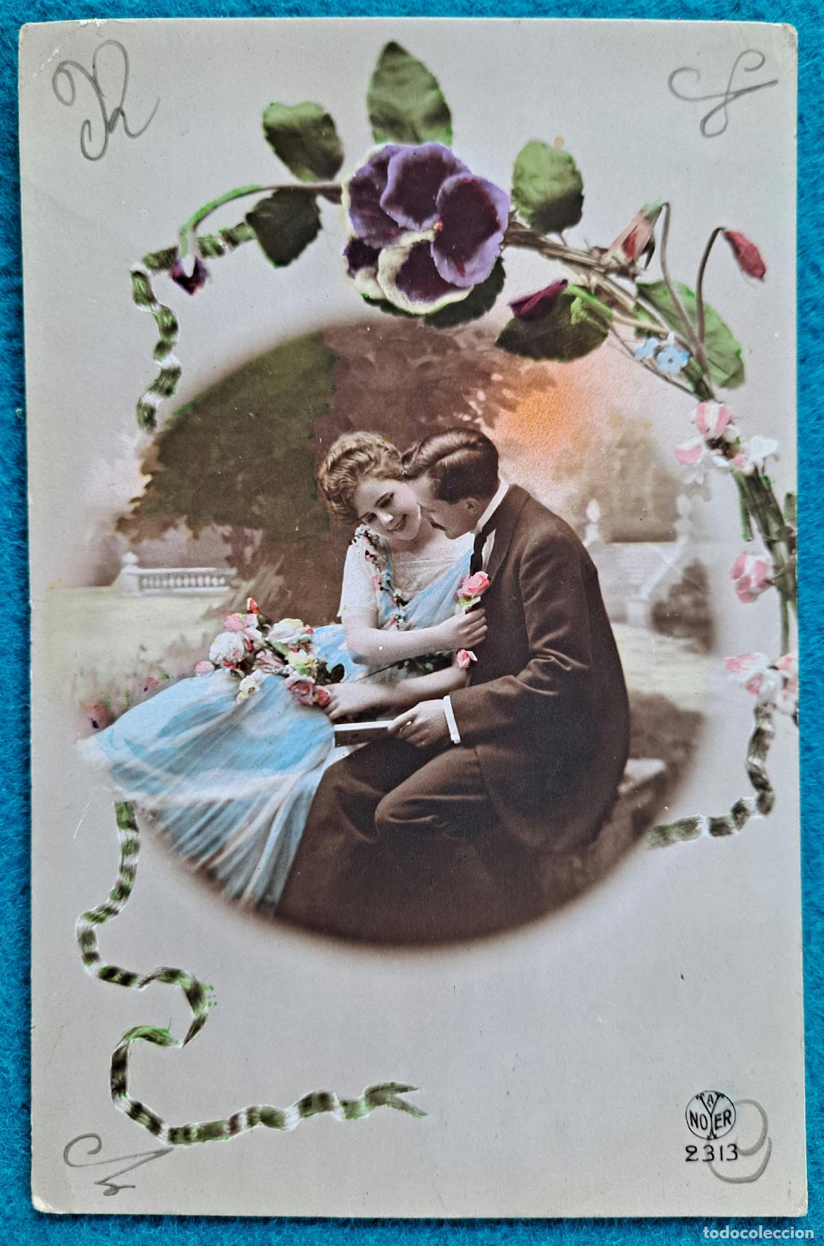 Postais: RW POSTAL ROMANTICA PAREJA FLORES PR109