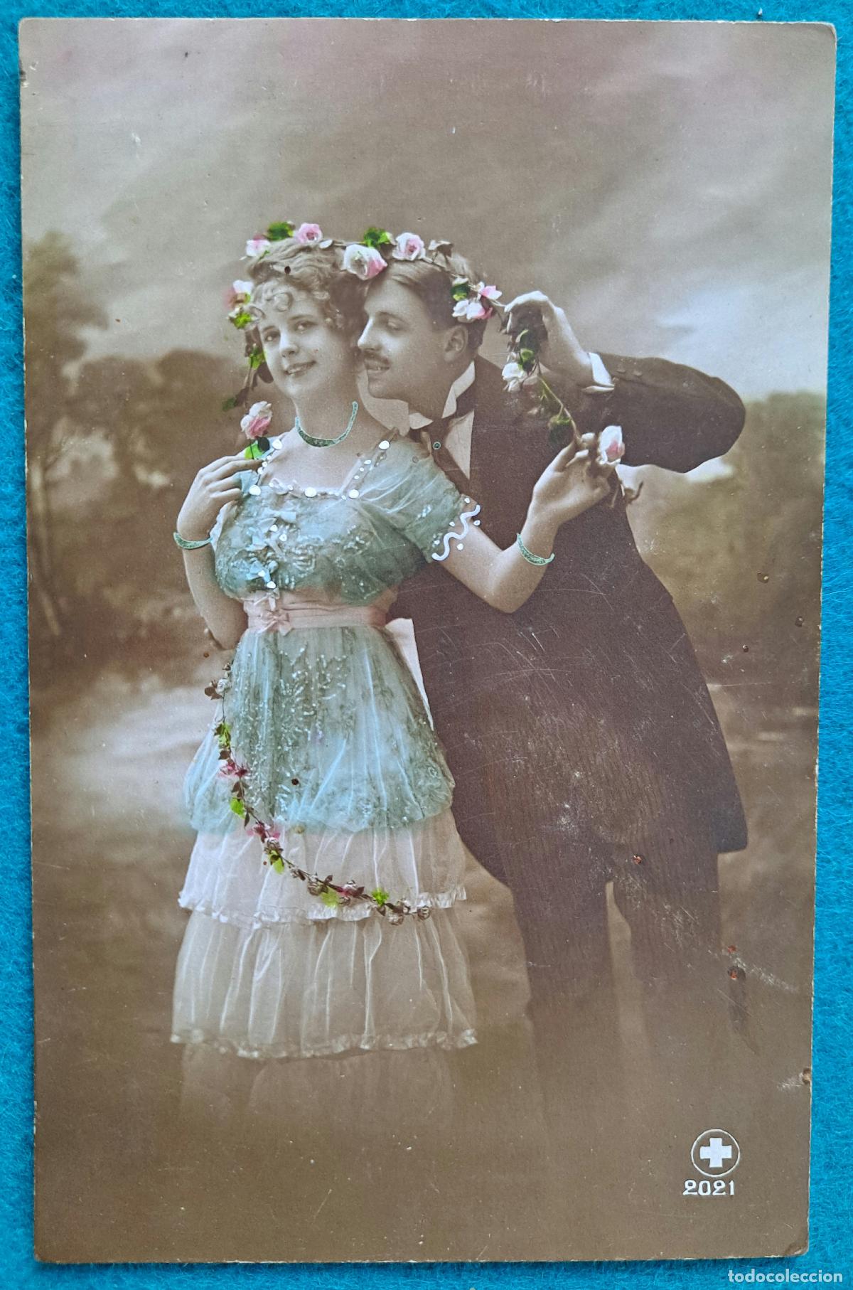 Postales: RW POSTAL ROMANTICA PAREJA FLORES PR126
