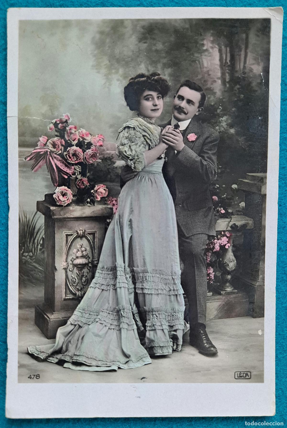Postales: RW POSTAL ROMANTICA PAREJA FLORES PR129