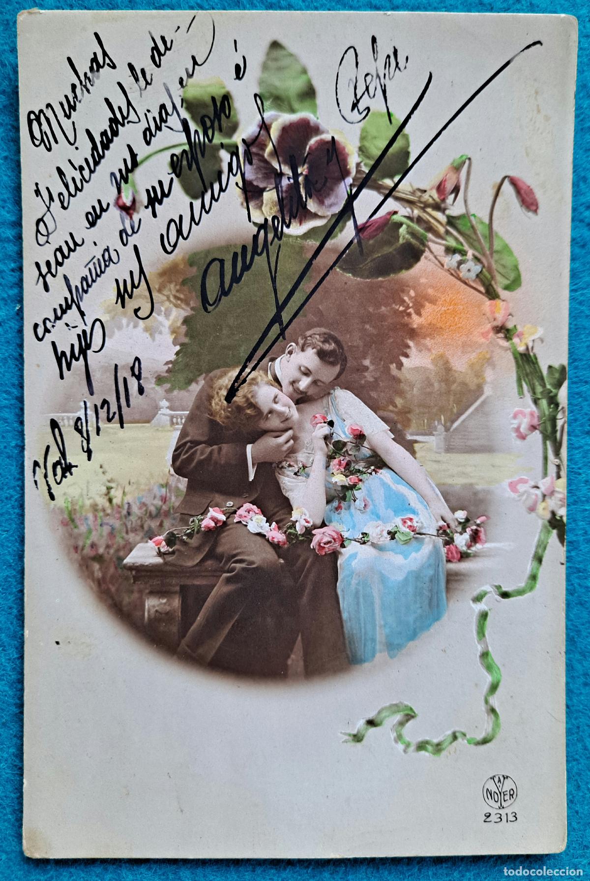 Postales: RW POSTAL ROMANTICA PAREJA FLORES PR130