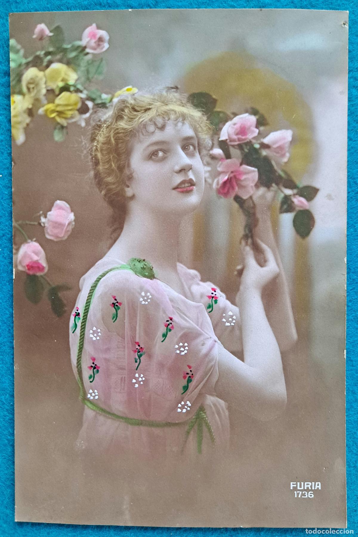 Postales: RW POSTAL ROMANTICA MUJER FLORES PR140