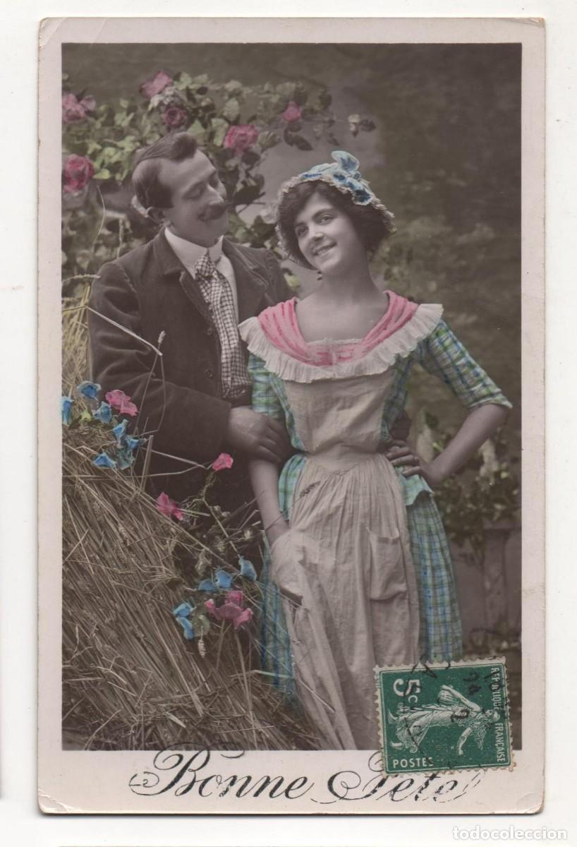Cartoline: Postal francesa principios del XX- circulada-Rom&aacute;ntica-