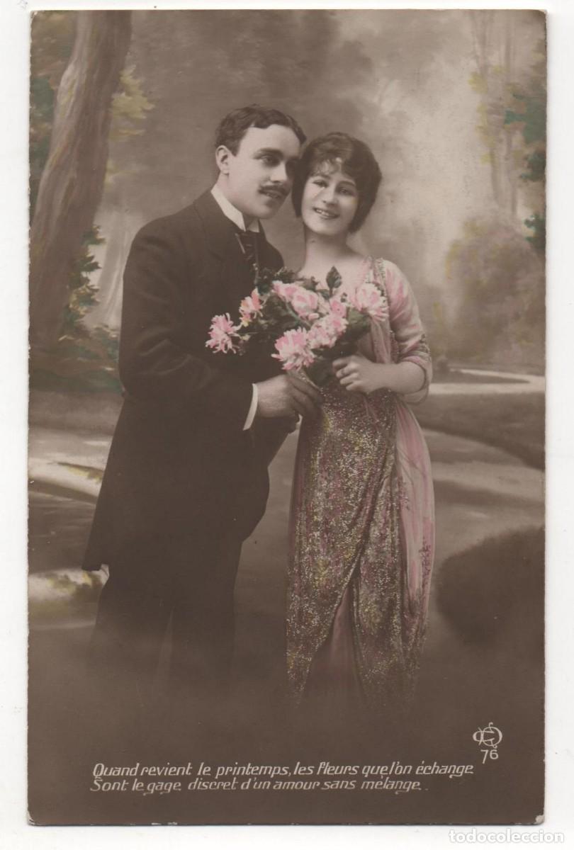 Cartes Postales: Postal francesa principios del XX- circulada-Rom&aacute;ntica-