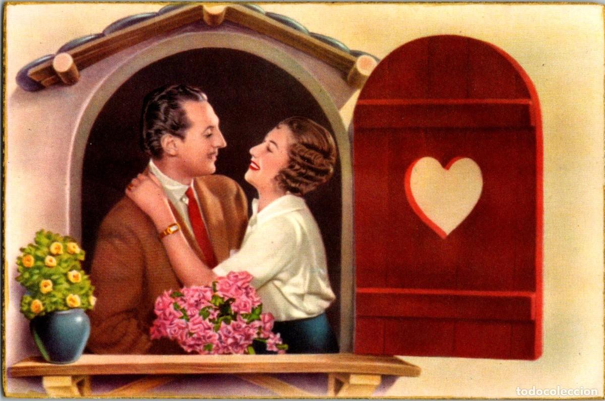 Cartoline: Postal Rom&aacute;ntica - Pareja de Novios - n&ordm; 213/5 - Bordes dorados -135x89mm
