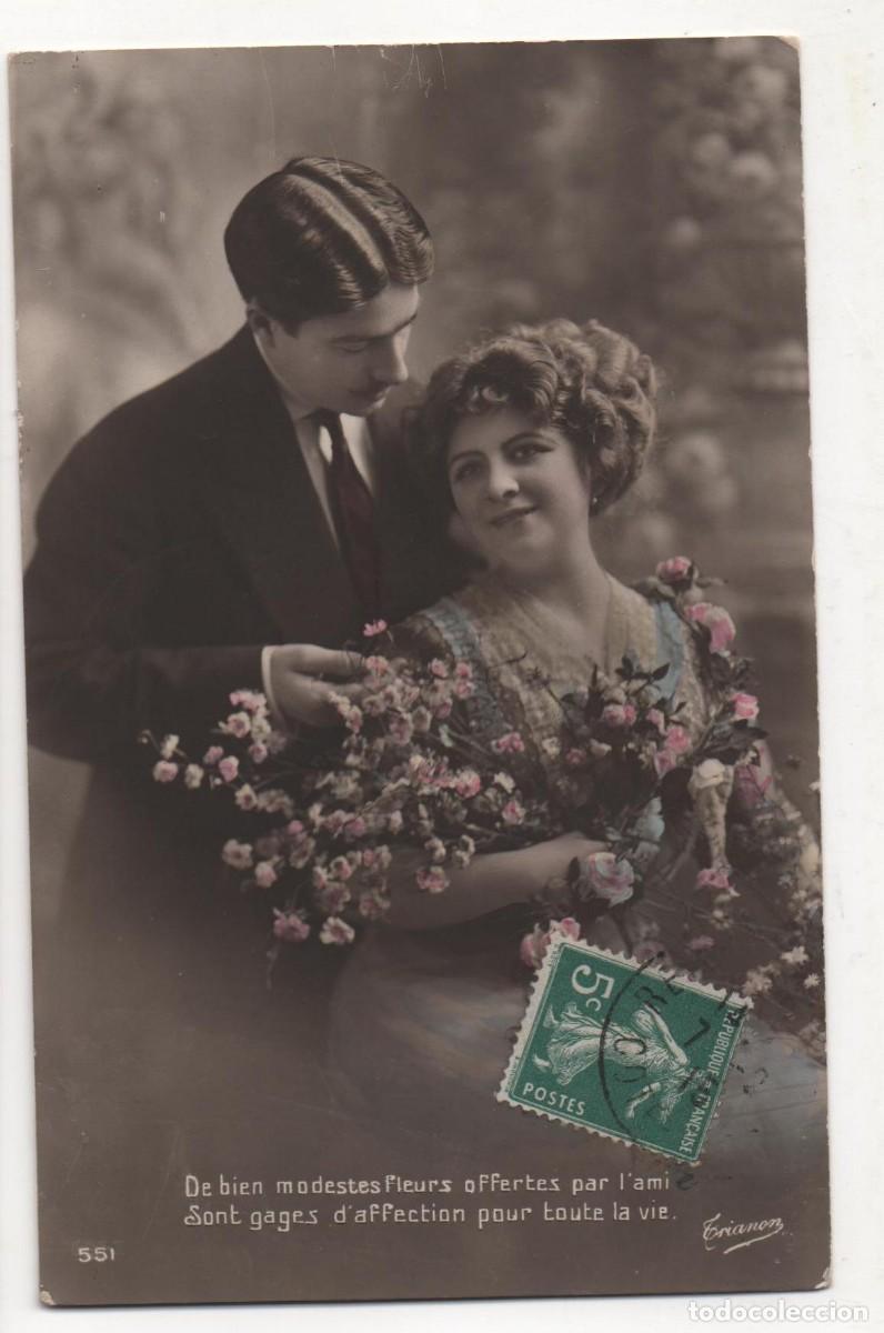 Cartoline: Postal francesa principios del XX- circulada-Rom&aacute;ntica-