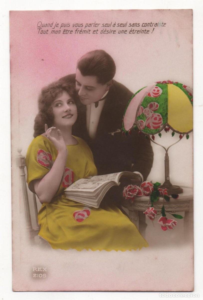 Cartoline: Postal francesa principios del XX- escrita-Rom&aacute;ntica-