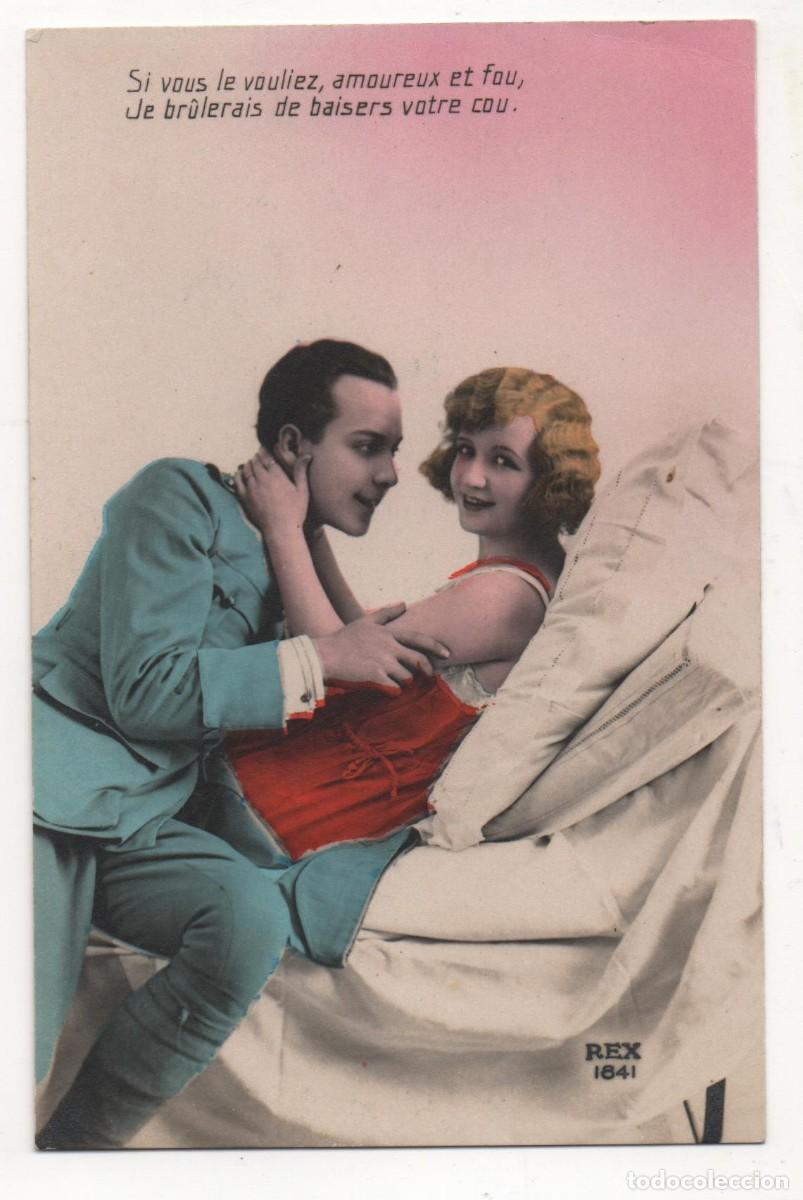Postais: Postal francesa principios del XX- escrita-Rom&aacute;ntica-en la cama-
