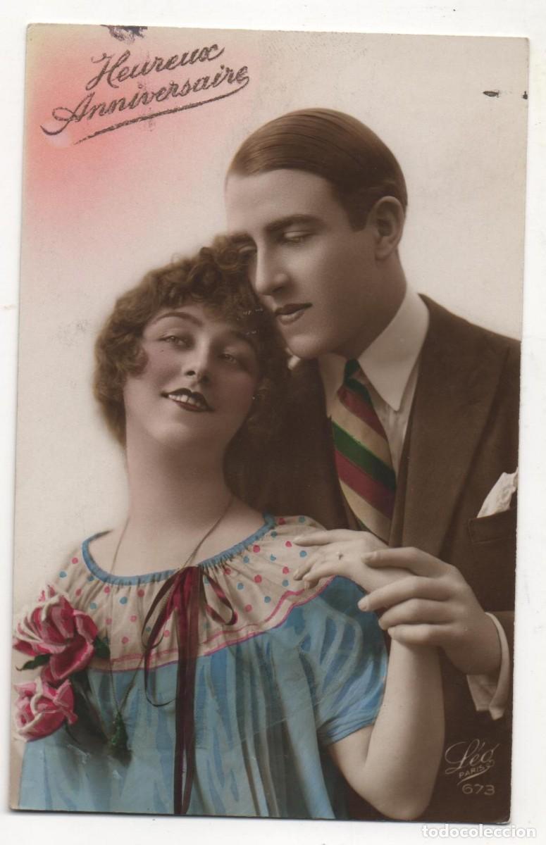 Postkarten: Postal francesa a&ntilde;os 20- escrita-Rom&aacute;ntica-