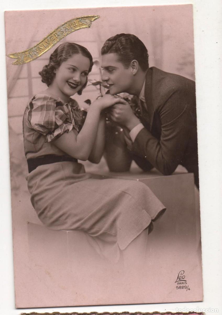 Cartoline: Postal francesa a&ntilde;os 40- escrita-Rom&aacute;ntica-