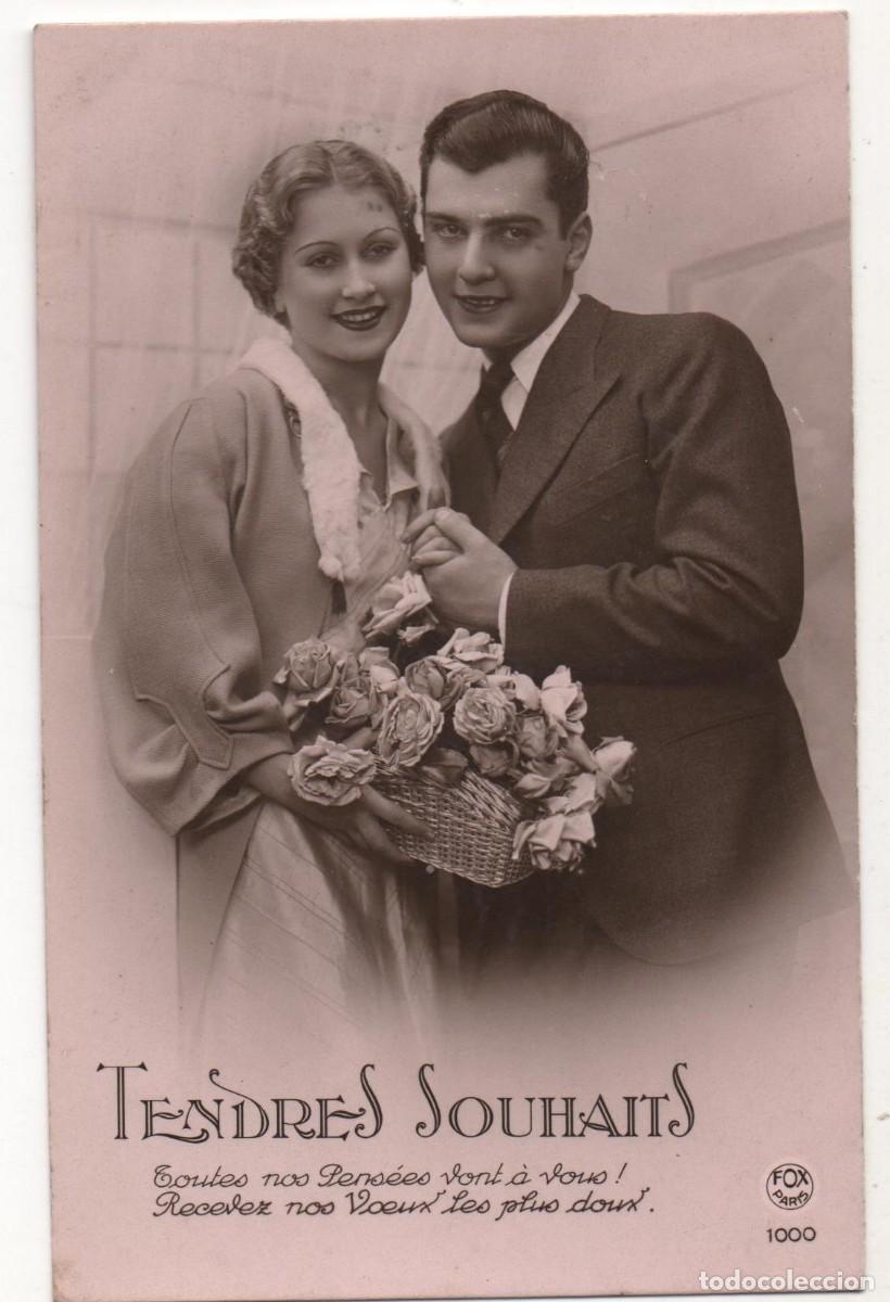 Postkarten: Postal francesa a&ntilde;os 40- escrita-Rom&aacute;ntica-