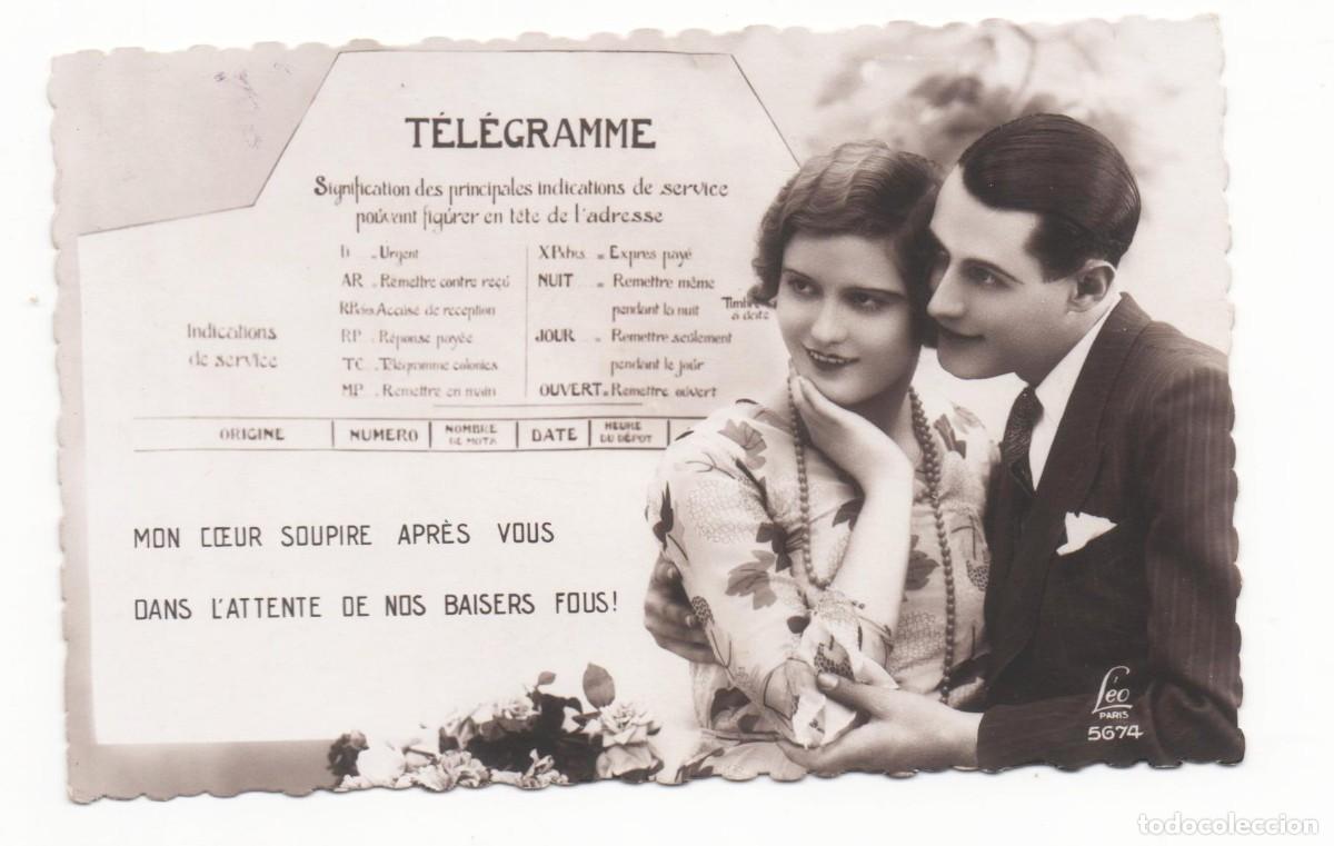 Cartoline: Postal francesa a&ntilde;os 30-40- escrita-Rom&aacute;ntica-