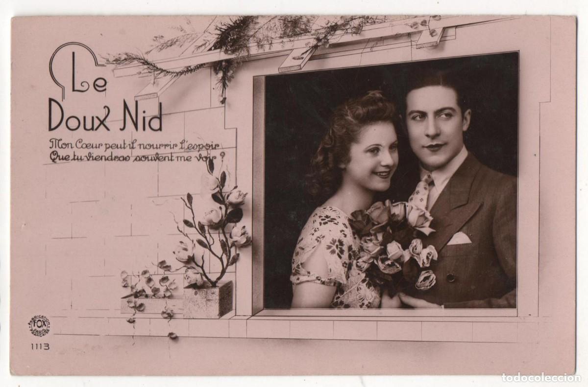 Cartoline: Postal francesa a&ntilde;os 30-40- escrita-Rom&aacute;ntica-