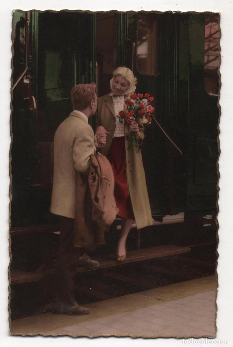 Postais: Postal francesa a&ntilde;os 80- escrita-Rom&aacute;ntica-parejas