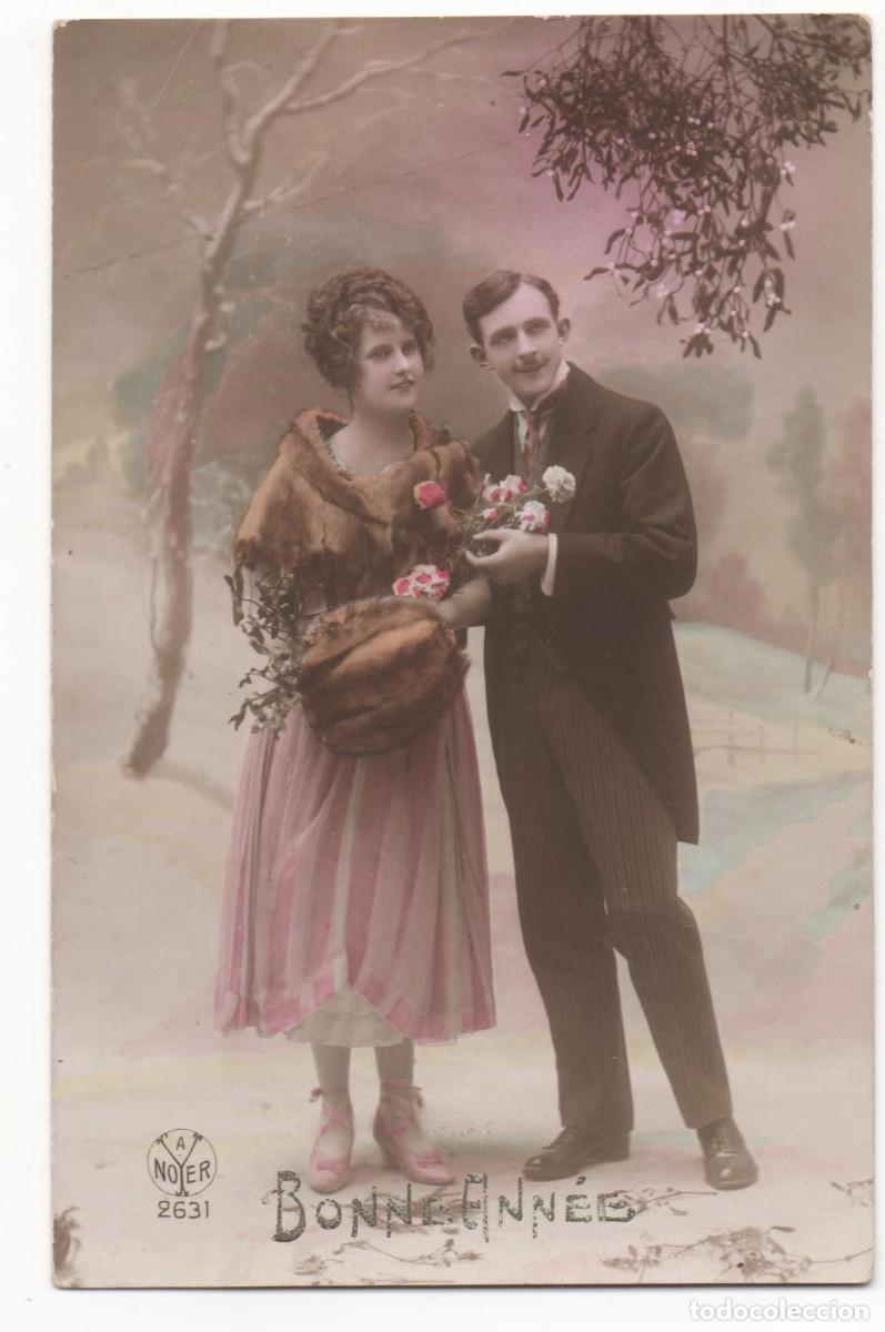 Postales: Postal francesa principios del XX- escrita-pareja rom&aacute;ntica-