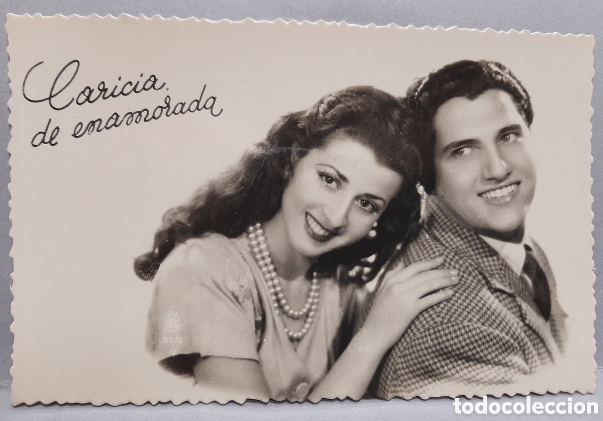 Cartoline: Postal rom&aacute;ntica pareja Ensue&ntilde;o sin editor a&ntilde;os 50 sin circular