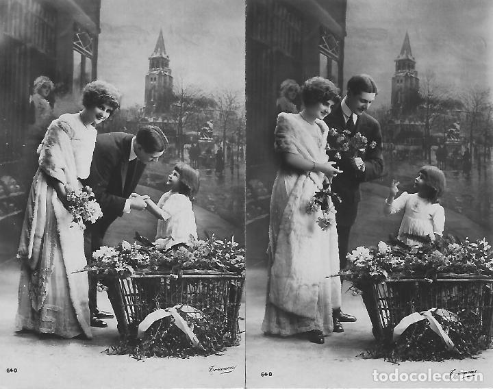 Cartoline: PAREJA DE ANTIGUAS POSTALES-PAREJA CON NI&Ntilde;A (Principios 1900)