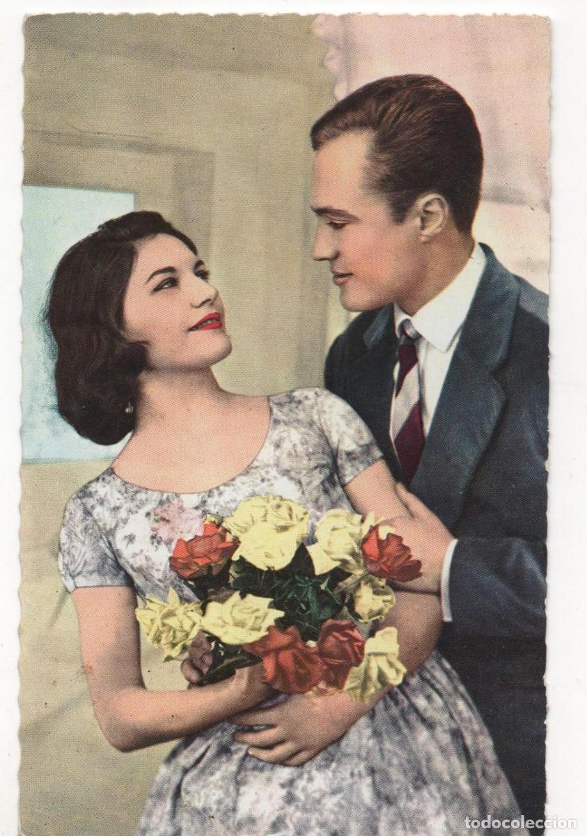 Postkarten: Postal francesa-escrita-a&ntilde;os 60-70- pareja rom&aacute;ntica