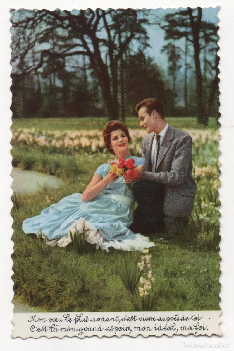 Postais: Postal francesa-escrita-a&ntilde;os 60-70- pareja rom&aacute;ntica
