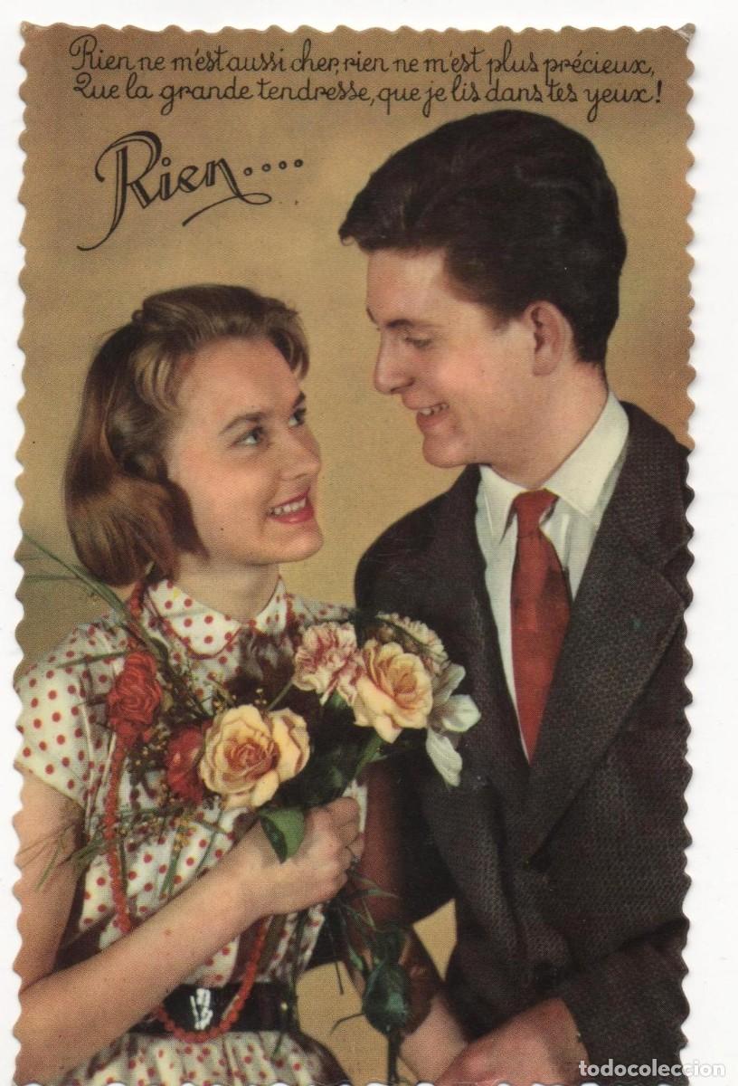 Postais: Postal francesa-escrita-a&ntilde;os 60-70- pareja rom&aacute;ntica