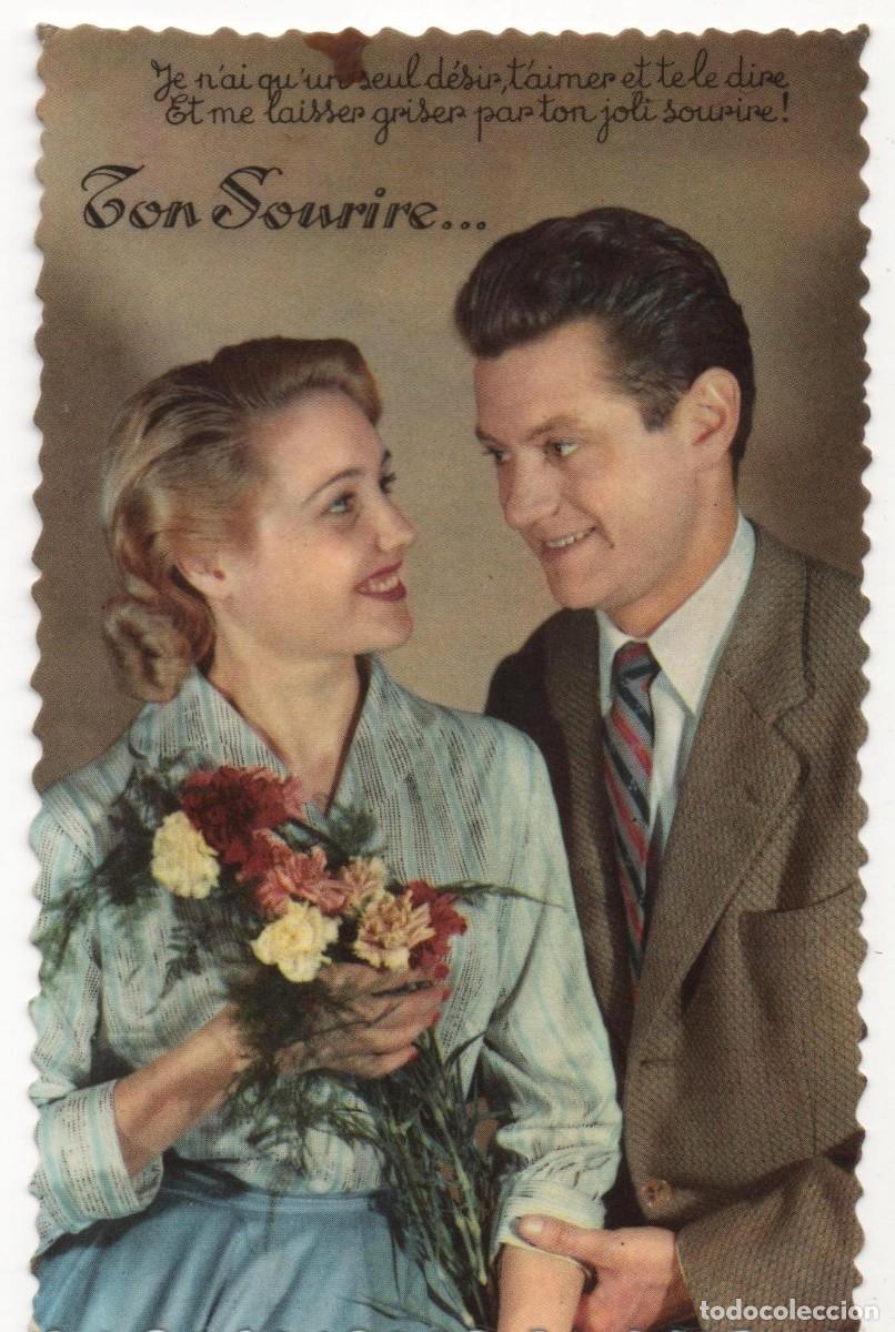 Cartes Postales: Postal francesa-escrita-a&ntilde;os 60-70- pareja rom&aacute;ntica