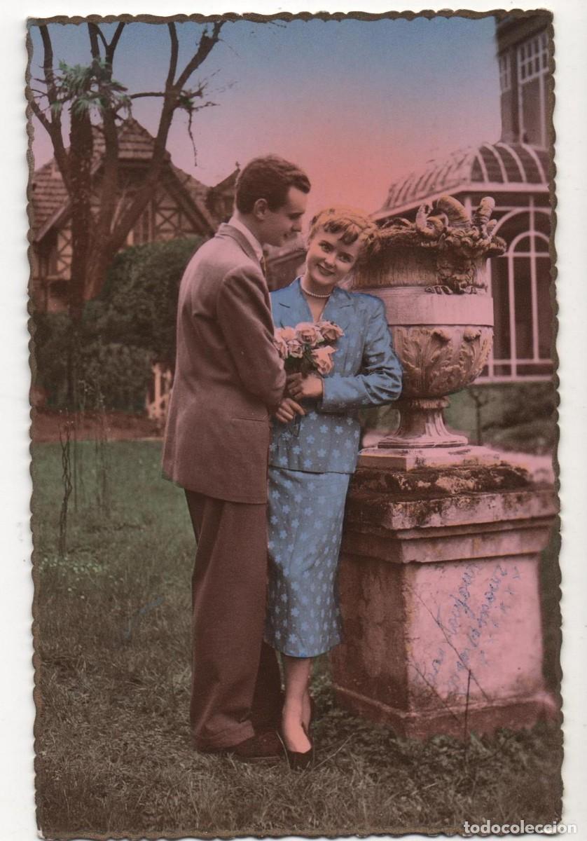 Postais: Postal francesa-escrita-a&ntilde;os 50- pareja rom&aacute;ntica