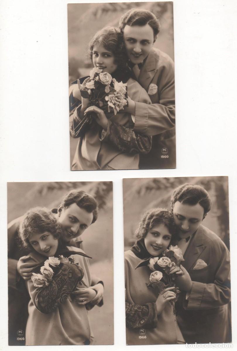 Postkarten: Serie de 3 Postales francesas principios del XX- escritas -rom&aacute;nticas