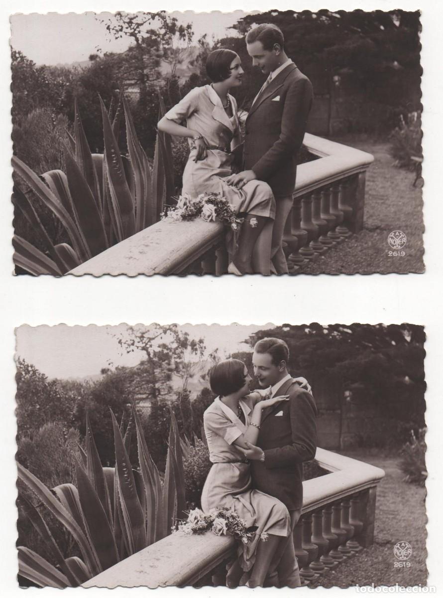Postcards: Serie de 5 Postales francesas a&ntilde;os 30-sin circular-pareja rom&aacute;ntica