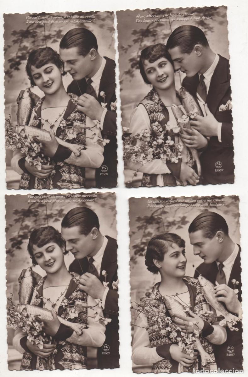 Postales: Serie de 4 Postales francesas a&ntilde;os 30-sin circular-pareja rom&aacute;ntica-