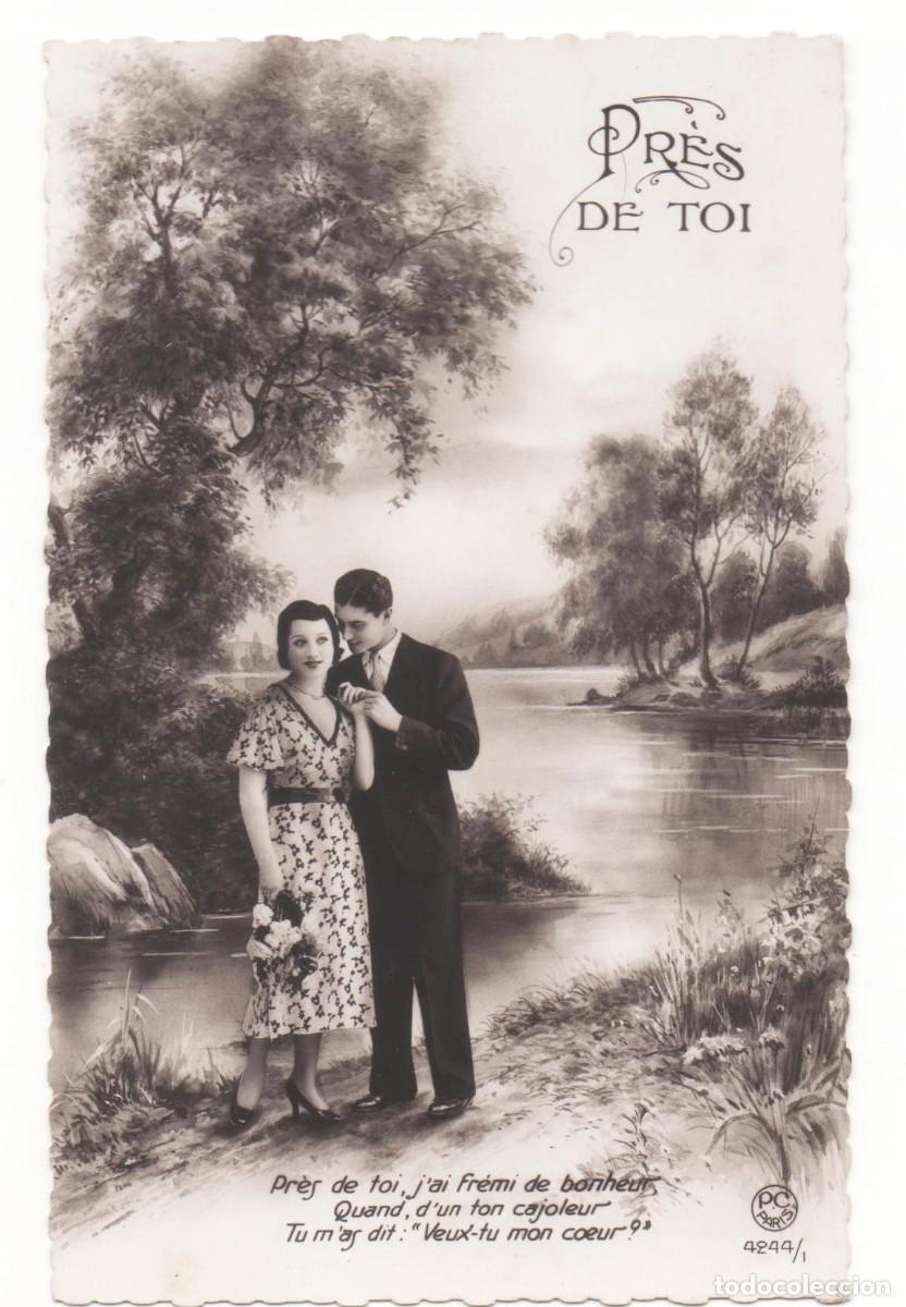 Postkarten: Postal francesa a&ntilde;os 30- escrita-Rom&aacute;ntica-