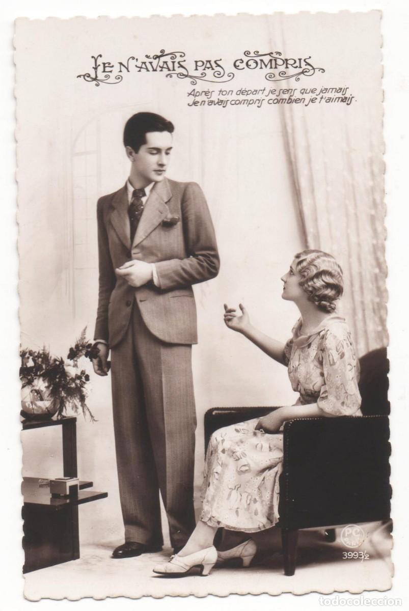 Postcards: Postal francesa a&ntilde;os 30- escrita-Rom&aacute;ntica-